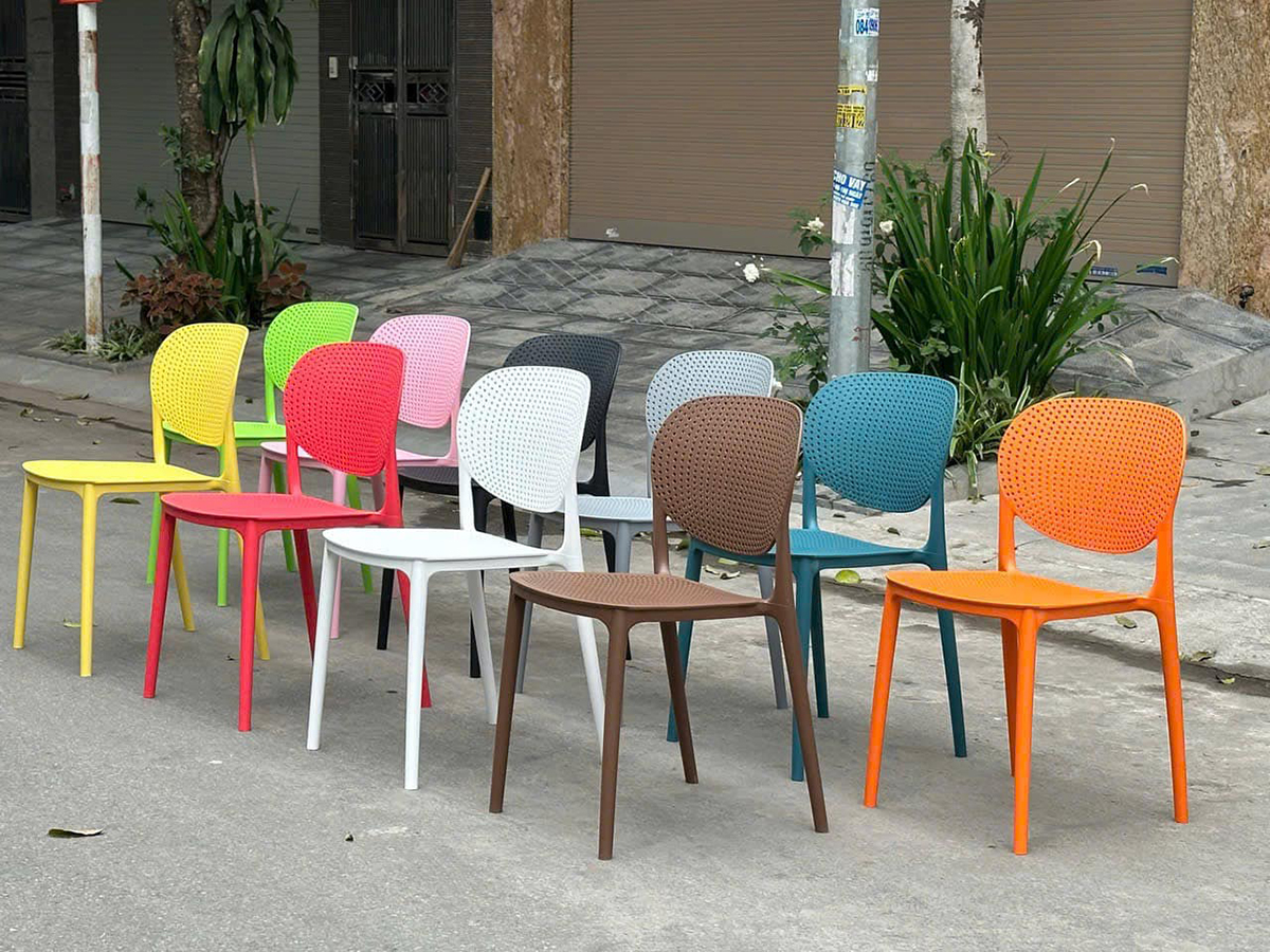 Ghế cafe ngoài trời nhựa đúc xếp chồng