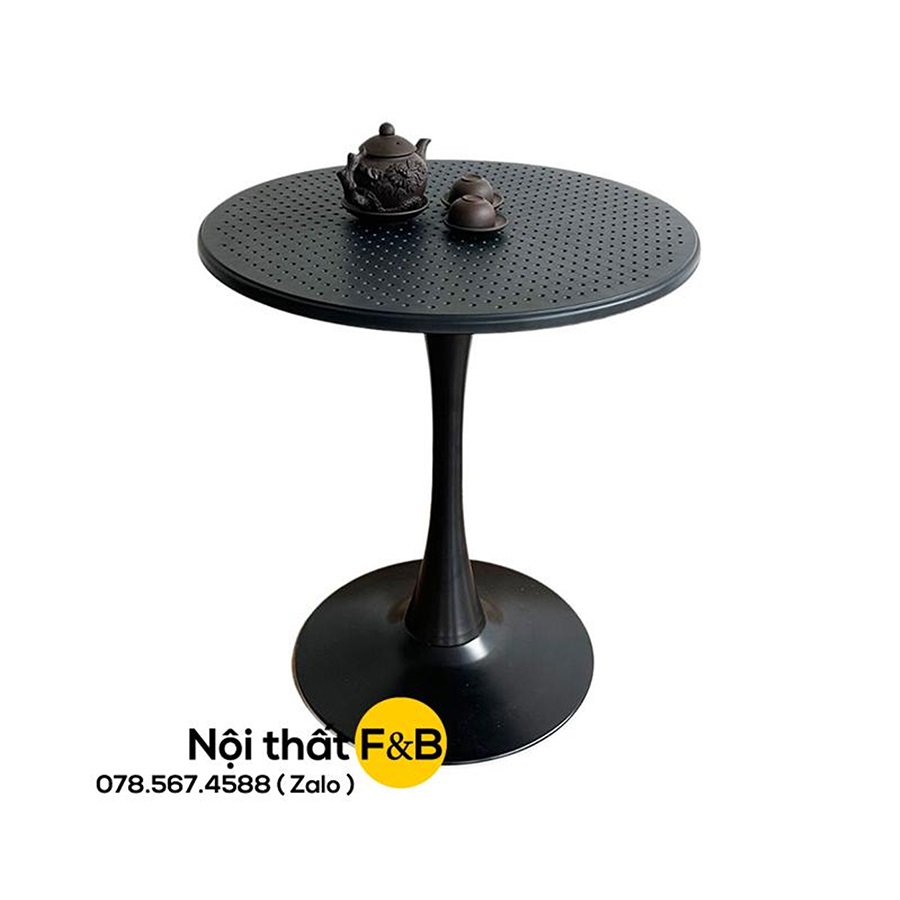 Bàn Cafe Tròn D65 Mặt Nhựa Chân Sắt Màu Trắng